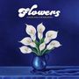 "Flowers, Durand Jones & The Indications". Illustration: Weiße Calla-Lilien in einer blauen Vase vor blauem Hintergrund., LP