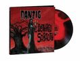 "Danzig Death Red Sabaoth" steht in gotischer Schrift auf einem roten Hintergrund, mit einem düsteren Baum und einer Figur.