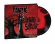 Text: „Danzig - Death Red Sabaoth“. Illustration: Dunkle Gestalt mit Kerzenständer vor einem verworrenen Baum.