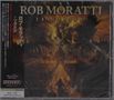 Album-Cover: "ROB MORATTI - SOVEREIGN". Dramatische Himmelsszene mit flammendem Licht über einer Stadtlandschaft., CD