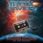 IRON SAVIOR, EARTH MIX, AWESOME ANTHEMS OF THE GALAXY. Logo-Design: Kassette im Weltraum mit Planeten und Raumschiffen., CD