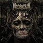 Oben steht "Nervosa", unten "Slave Machine". Ein düsteres, mechanisches Gesicht mit Zahnrädern im Hintergrund., CD