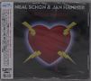 Text zeigt „NEAL SCHON & JAN HAMMER UNTOLD PASSION“. Illustration eines Herzens von gelben Blitzen durchbohrt., CD