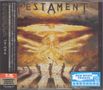 "Testament". Japanische und englische Texte, "New Music Fridays" Logo. Ein Engel erhebt sich aus flammenden Wolken.