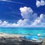 Keine Texte zu sehen. Illustration: Ein Boot am sandigen Strand vor einem türkisfarbenen Meer und einem blauen Himmel mit Wolken., CD