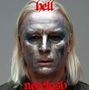 Text: "hell" oben, "neoclash" unten. Ein Mensch mit silbernem Gesicht und langen, blonden Haaren., CD