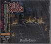 METAL CHURCH, Dead to Rights. Skelett auf einem Thron vor Flammen, Schwert in der Hand, düstere Stimmung., CD