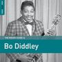 "The Rough Guide to Bo Diddley" steht auf einem Buchcover. Ein Mann im Anzug hält eine Gitarre und lächelt., CD