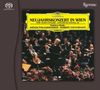 Cover mit gelbem Text: "Neujahrskonzert in Wien, Wiener Philharmoniker, Herbert von Karajan." Dirigent vor Orchester., Super Audio CD