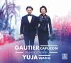Texte: "GAUTIER CAPUÇON", "FRANCK . CHOPIN", "YUJA WANG". Ein Mann im Anzug und eine Frau in Lederjacke halten Händel.