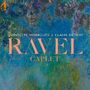 "QUINTETTE MORAGUÈS & CLAIRE DÉSERT - RAVEL - CAPLET." Eine impressionistische, farbenfrohe Illustration.