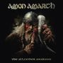 "Amon Amarth. The Allfather Awakens." Ein Krieger mit Helm hält ein Trinkhorn und ein Messer, blutverschmiert und wild., CD