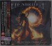 Logo von "Edenbridge". Text: "Set the Dark on Fire". Silhouette einer Frau vor einem feurigen Hintergrund. Japanische Schriftzeichen links., CD