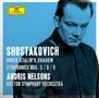 "Shostakovich: Under Stalin's Shadow. Andris Nelsons, Boston Symphony Orchestra." Mann in dunkelblauer Kleidung.