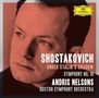 "SHOSTAKOVICH UNDER STALIN'S SHADOW SYMPHONY NO. 10 ANDRIS NELSONS BOSTON SYMPHONY ORCHESTRA." Ein Gesicht im Hintergrund.