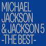 Text: "MICHAEL JACKSON & JACKSON 5 -THE BEST-" in großen, grauen Buchstaben auf blauem Hintergrund., 2 CDs