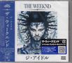 „THE WEEKND“ steht oben. Illustration eines Gesichts mit blauen Mustern, von schwarzen und blauen Haaren umgeben. Japanische Texte., CD