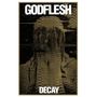 „GODFLESH“ oben, „DECAY“ unten. Eine Illustration einer Statue, die ihr Gesicht mit den Händen bedeckt., CD