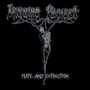 "Leprosy Project" und "Hate and Extinction" in metallischem Stil. Ein Skelett in Ketten als düstere Illustration., 2 CDs