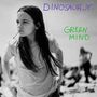 Text: "DINOSAUR JR" in Lila, "GREEN MIND" in Grün. Ein Mädchen mit Zigarette im Mund schaut entschlossen., LP