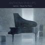 "Anthony Phillips, Gemini - Pieces For Piano." Ein dunkles Klavier in einem grauen Raum, minimalistisch und ruhig., 2 CDs