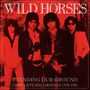 "WILD HORSES" oben in großen Buchstaben, darunter "STANDING OUR GROUND" und "COMPLETE RECORDINGS 1978-1981". Rot-schwarzes Foto von vier Männern., 6 CDs