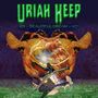 "URIAH HEEP 1975 - BEAUTIFUL DREAM - 1977"; bunte Illustration mit surrealem Flugzeug und Fischen vor leuchtendem Himmel., 4 CDs