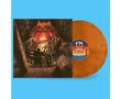 Covertext: "Magnum On a Storyteller's Night". Illustration: Leute um ein Kaminfeuer. Orangefarbene Vinyl-Schallplatte., LP
