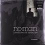 Cover mit den Worten: „no-man, loveblows & lovecries“. Dunkles, abstraktes Design mit einer silhouettierten Figur., LP