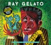 "Ray Gelato" und "The Italian Song Collection" in weißen Buchstaben. Illustration eines Mannes mit Saxophon und tanzendem Paar., CD