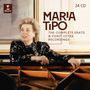 Texte: "MARIA TIPO", "THE COMPLETE ERATO & FONIT CETRA RECORDINGS", "24 CD". Eine Frau in schwarzem Paillettenkleid am Klavier., 24 CDs