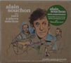 Alain Souchon, avec Ours & Pierre Souchon, und ein grüner Kreis bewirbt ein Album. Zeichnung dreier Musiker., CD