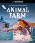 "Animal Farm" in großen Buchstaben. Zeichentricktiere, wie Pferde und Schweine, schauen entschlossen über einen Zaun., Ultra HD Blu-ray