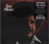 Oben links "Tim Maia". Rechts schwarzes Etikett: Details über das 1977er Album von Tim Maia. Dunkles Porträt eines Mannes., CD