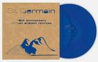 „St Germain“, „15th anniversary“, „African project remixes“. Braunes Albumcover mit blauer Schallplatte und Silhouette.