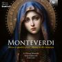 Monteverdi Albumcover, Frau mit blauem Schleier und Heiligenschein, seriöser Ausdruck.