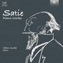 Auf grauem Hintergrund: "Satie Piano Works", "1LP 33⅓ rpm", "Håkon Austbø piano". Weiße Skizze eines bärtigen Mannes in Profilansicht., LP