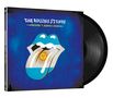 THE ROLLING STONES, BRIDGES TO BUENOS AIRES; Logo mit blauer Zunge und argentinischer Flagge, schwarzer Plattenrand.
