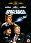 Große Schrift: "SPACEBALLS". Drei erschrockene Männer, eine Raumfähre im Weltall und ein MGM-Logo oben., DVD