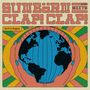 "Earth Is Begging", "SUNBÖRN meets CLAP! CLAP!". Illustrierte Hände halten die Erde, umgeben von farbigen Strahlen., LP