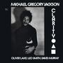 „Michael Gregory Jackson“, „Clarity“, „Oliver Lake, Leo Smith, David Murray“. Schwarz-weißes Porträt mit Katze., LP
