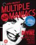 „John Waters' Multiple Maniacs“, „A Celluloid Atrocity!“, „Blu-ray Special Edition“, „Starring Divine“. Schwarz-weiße Nahaufnahme einer lachenden Person., Blu-ray Disc