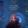 Text: "EMILY PORTMAN DOMINION OF SPELLS". Eine Frau, umgeben von mystischen Illustrationen und blauen Tönen., LP