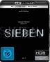 4K ULTRA HD Blu-ray Cover. "Sieben". Ein Film von David Fincher. Morgan Freeman, Brad Pitt. FSK 16. HDR., 1 Ultra HD Blu-ray und 1 Blu-ray Disc