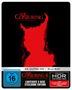 Text: "The Conjuring: Last Rites", "4K ULTRA HD + BLU-RAY", "The Conjuring 4: Das Letzte Kapitel", "Lim. 2-Disc Steelbook Edition", "HDR". Zwei Gesichter profilieren sich in Rot auf Schwarz., 1 Ultra HD Blu-ray und 1 Blu-ray Disc