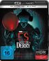 Text: "ES WELCOME TO DERRY, DIE KOMPLETTE ERSTE STAFFEL." Ein gruseliger Clown mit einem roten Ballon., 3 Ultra HD Blu-rays und 3 Blu-ray Discs