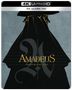Text: "4K ULTRA HD", "AMADEUS THEATRICAL CUT". Illustration eines geheimnisvollen, vermummten Charakters in Schwarz.