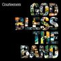 Text: "Courteeners GOD BLESS THE BAND". Die Buchstaben sind mit vielfältigen Bildern gefüllt und auf schwarzem Hintergrund., 2 LPs