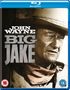 Text: "JOHN WAYNE BIG JAKE". Ein Mann mit Hut und Halstuch, ernster Blick, teilweise in Sepiatönen. Blu-ray Hülle.