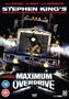 Text: "Stephen King's Maximum Overdrive." Ein aggressiv wirkender Truck mit Einschusslöchern und blutigen Details. Horrorfilm-Atmosphäre., DVD